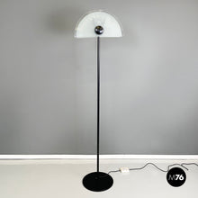 画像をギャラリービューアに読み込む, Floor lamp in glass and black metal, 1980s