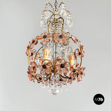 Load image into Gallery viewer, Chandeliers in pink glass and brass, early 1900s