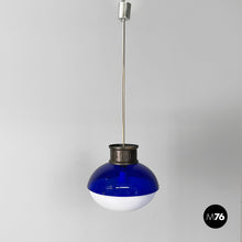 Load image into Gallery viewer, Chandelier in blue and white plexiglass, 1970s