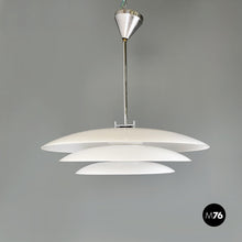 Charger l'image dans la galerie, Chandelier in opaline glass and chromed metal, 1980s