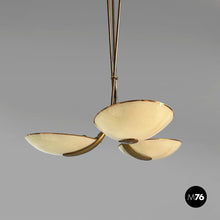 画像をギャラリービューアに読み込む, Chandelier in glass and brass, 1950s