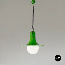 Charger l'image dans la galerie, Chandelier in green metal and plexiglass, 1970s