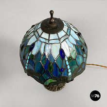 Load image into Gallery viewer, Table lamps in colored glass and brass, 1980s