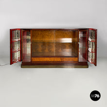 Load image into Gallery viewer, Bar cabinet with lamp in wood, mirror and glass, 1930s