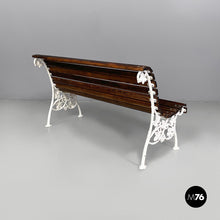 Load image into Gallery viewer, Wooden and white cast iron bench, 1930s