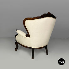 Load image into Gallery viewer, Armchairs in wood and white fabric, 1930s