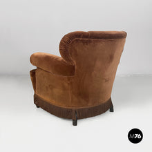 Carica l'immagine nel visualizzatore di Gallery, Armchairs in brown velvet, 1930s