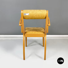 Carica l'immagine nel visualizzatore di Gallery, Yellow fabric and wooden chair by Bros/s, 1980s