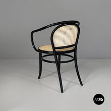 Load image into Gallery viewer, Chairs in straw and black wood, 1970s