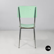 将图片加载到图库查看器,Chairs in aqua green formica and metal, 1960s
