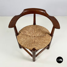 画像をギャラリービューアに読み込む, Tub chairs in straw and wood, 1970s