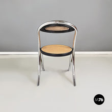 将图片加载到图库查看器,Chairs in straw, black wood and steel, 1970s