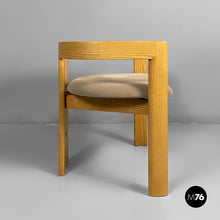 Charger l'image dans la galerie, Tub chairs in wood and beige velvet, 1980s