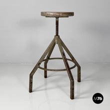 Load image into Gallery viewer, Stool in grey wood and metal, 1950s
