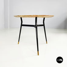 画像をギャラリービューアに読み込む, Coffee table in red marble, black metal and brass, 1960s