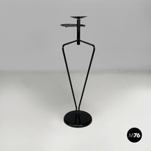 画像をギャラリービューアに読み込む, Coffe table with ashtray in black metal and glass, 1980s