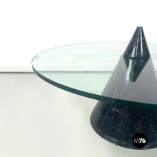 画像をギャラリービューアに読み込む, Coffee table in glass and black marble, 1980s