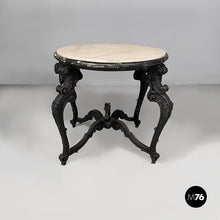 Charger l'image dans la galerie, Coffe table in wood and marble, late 1900th