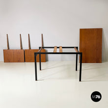画像をギャラリービューアに読み込む, Extendable dining table in wood and black metal, 1960s