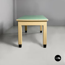 Load image into Gallery viewer, Dining table in white and aqua green wood, 1940s