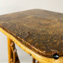 Load image into Gallery viewer, Pedestal in brown leather and bamboo, 1930s