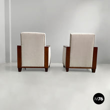 Load image into Gallery viewer, Armchairs in wood and grey velvet, 1930s