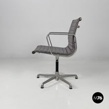 将图片加载到图库查看器,Dark grey leather office chair EA108 by Charles and Ray Eames for ICF, 1970s