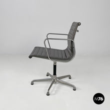将图片加载到图库查看器,Dark grey leather office chair EA108 by Charles and Ray Eames for ICF, 1970s