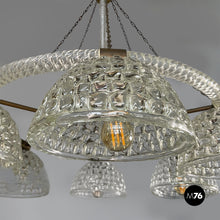 画像をギャラリービューアに読み込む, Glass and brass chandelier, 1930s