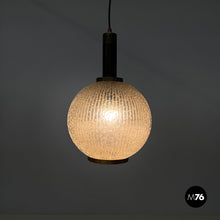 Charger l'image dans la galerie, Chandelier in molded glass, brass and metal, 1950s