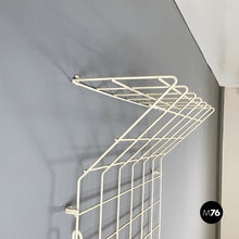 Load image into Gallery viewer, Wall coat hanger with hat stand in white metal rod, 1970s