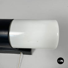 Charger l'image dans la galerie, Wall lamp in opaline glass and black Bakelite, 1950s