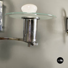 画像をギャラリービューアに読み込む, Double light appliques in metal and glass, 1920s