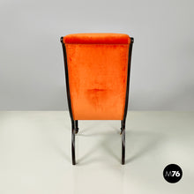 将图片加载到图库查看器,Chair in orange velvet and dark wood, 1950s