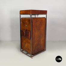 Load image into Gallery viewer, Wardrobe in brown leather and metal, 1980s