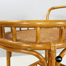 画像をギャラリービューアに読み込む, Double-shelf cart in rattan and bamboo, 1960s