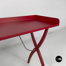 画像をギャラリービューアに読み込む, Console in burgundy wood and metal, 1980s