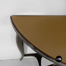 Load image into Gallery viewer, Wall console in wood, brass and glass, 1940s