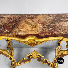 Load image into Gallery viewer, Console in gold wood with decorations, 1700s
