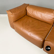 将图片加载到图库查看器,Brown leather sofa by Cappellini, 2000s