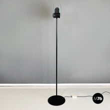 画像をギャラリービューアに読み込む, Floor lamp in glass and black metal, 1980s