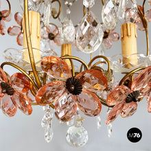 Load image into Gallery viewer, Chandeliers in pink glass and brass, early 1900s