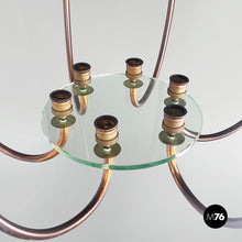 Load image into Gallery viewer, Chandelier in copper and glass, 1940s