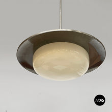 将图片加载到图库查看器,Chandelier in opaline glass and metal, 1930s