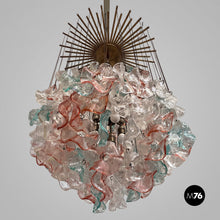 Charger l'image dans la galerie, Murano glass and brass chandelier, 1980s