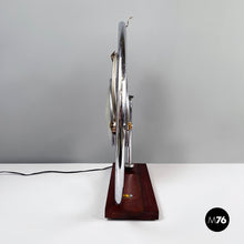 画像をギャラリービューアに読み込む, Table lamp with crafted glass, metal and wood, 1980s