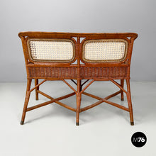 Load image into Gallery viewer, Two-seater outdoor bench in rattan, 1960s