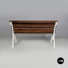 Load image into Gallery viewer, Wooden and white cast iron bench, 1930s