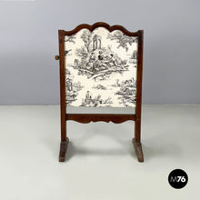 Load image into Gallery viewer, Fire screen in black and white fabric and wood, early 1900s