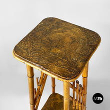 Load image into Gallery viewer, Pedestal in brown leather and bamboo, 1930s